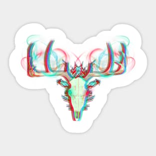 Blue and Red Ghostly Deer Skull, Deer Head Sticker